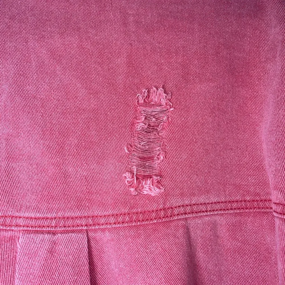 Paintcolors Distressed Indie Grunge Red Fringe Jean Jacket Medium - Picture 11 of 12